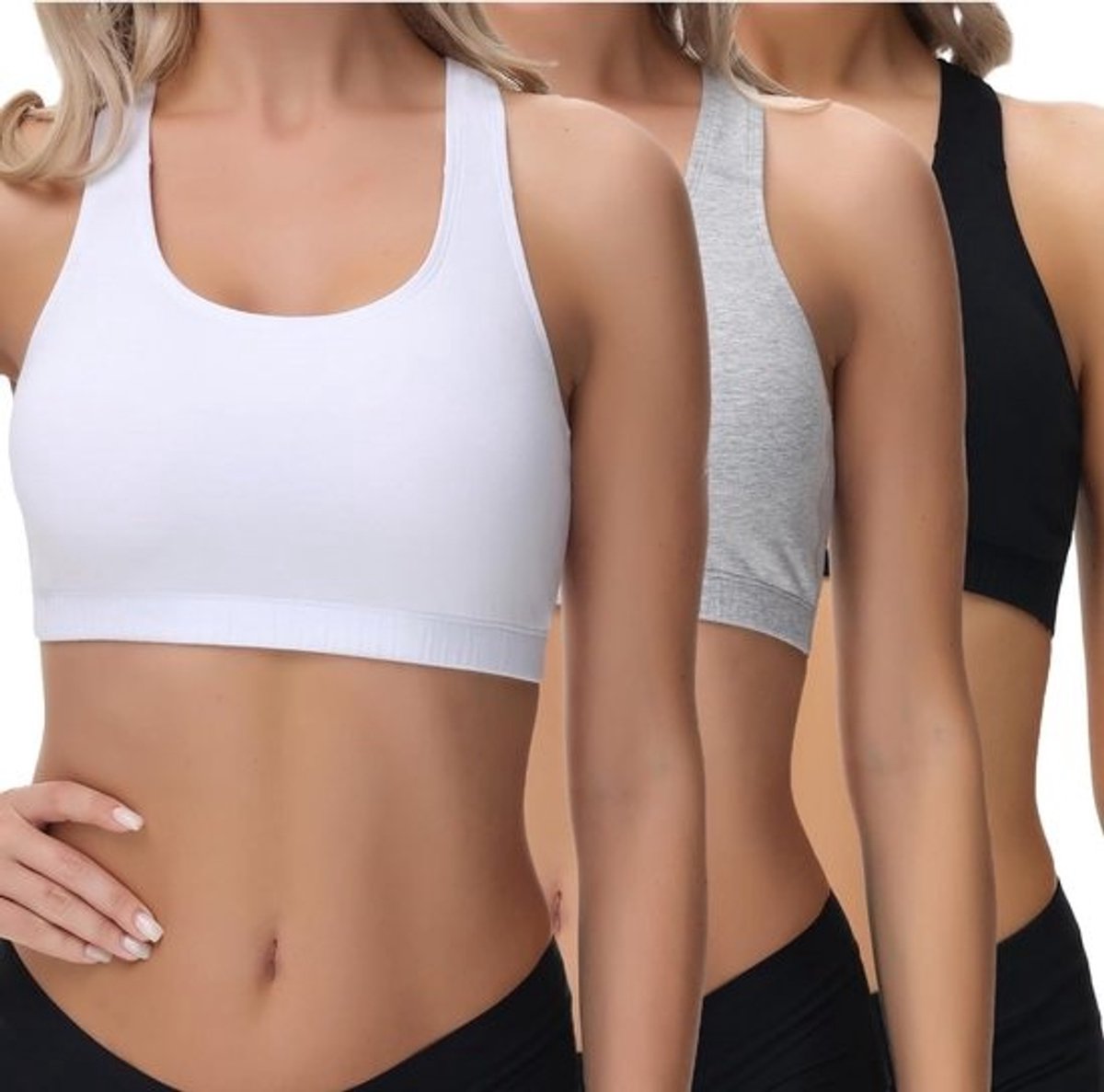 Dames Bustier set van 3 - Ademend Katoen zonder Beugel en Padding - Lichtgewicht Ondersteuning