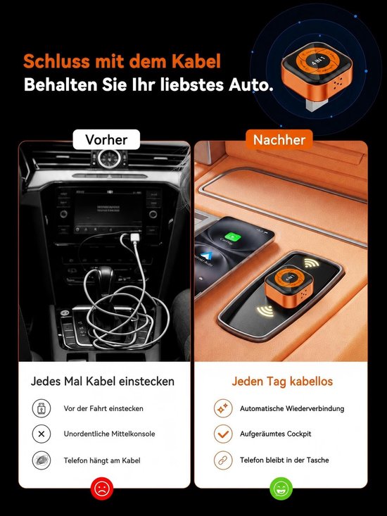 4-in-1 draadloze CarPlay-adapter voor AirPlay MirrorLink schermspiegeling - ShopVlot — afbeelding 3