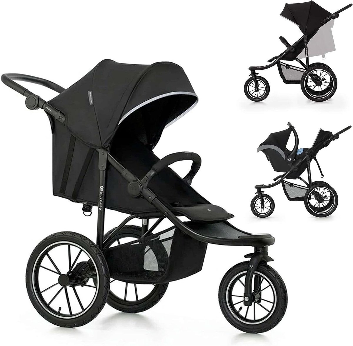 Kinderbuggy - Wandelwagen - Actieve uitjes - Grote luchtbanden - Tot 27 kg - Zwart