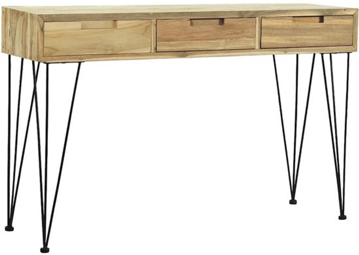 Massief Houten Wandtafel met 3 Laden - Rustiek Teakhout