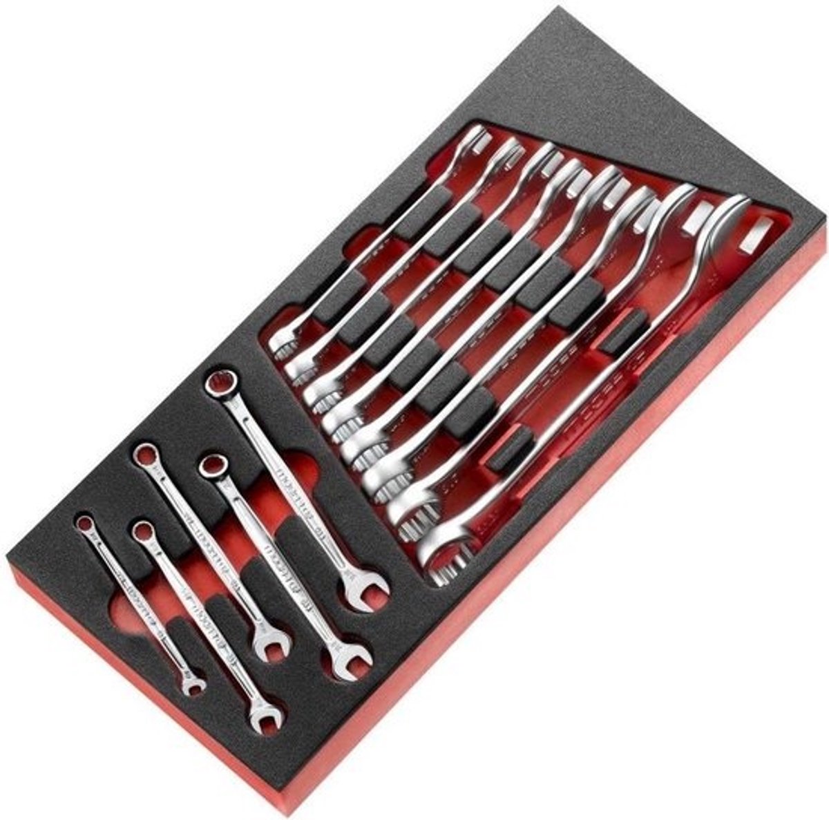 Schuimmodule Sleutels - Sleutel Module - Gereedschap Organiseren - 13 Vork-Ringsleutels - Inchmaten - Chroom