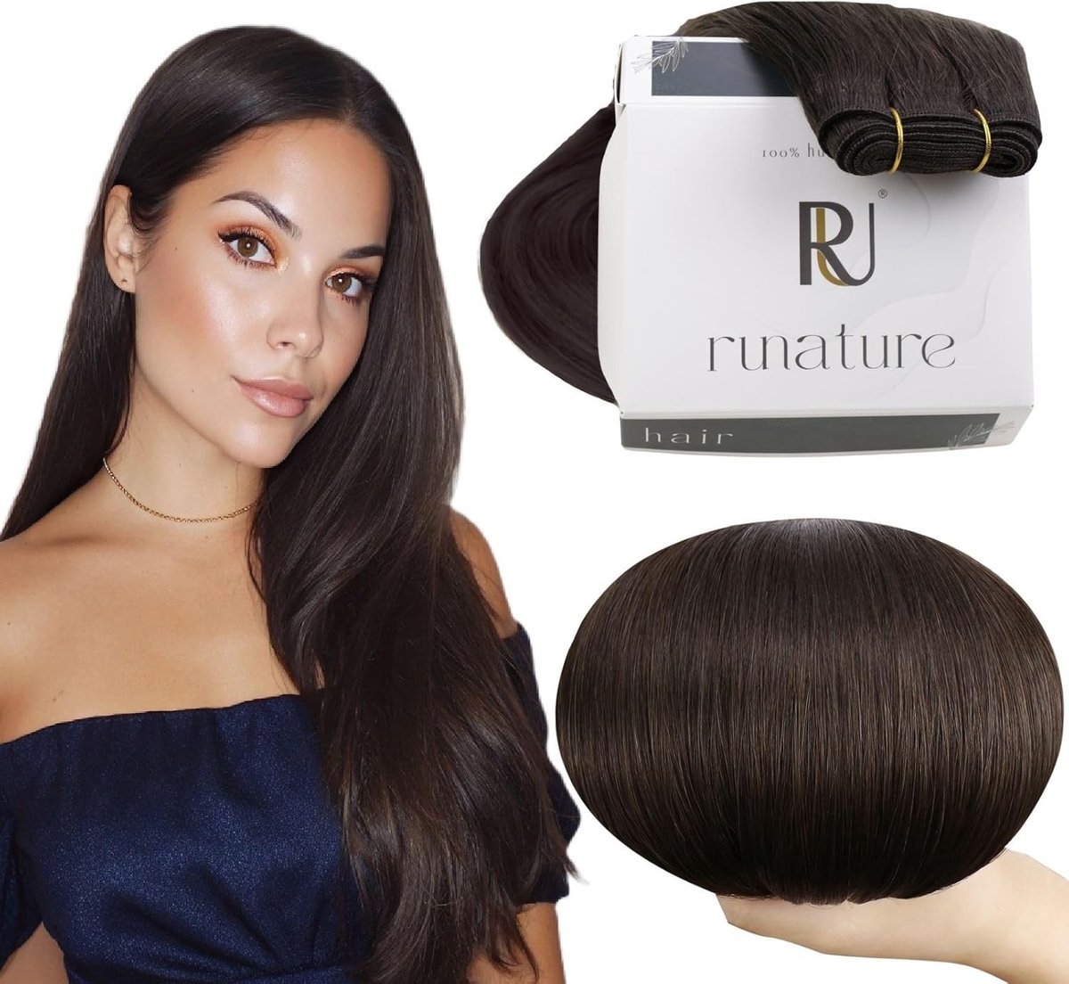 Weft Extensions van Menselijk Haar 60 cm Lang 100g Donkerbruin #2 voor Volumineuze Haarstijl