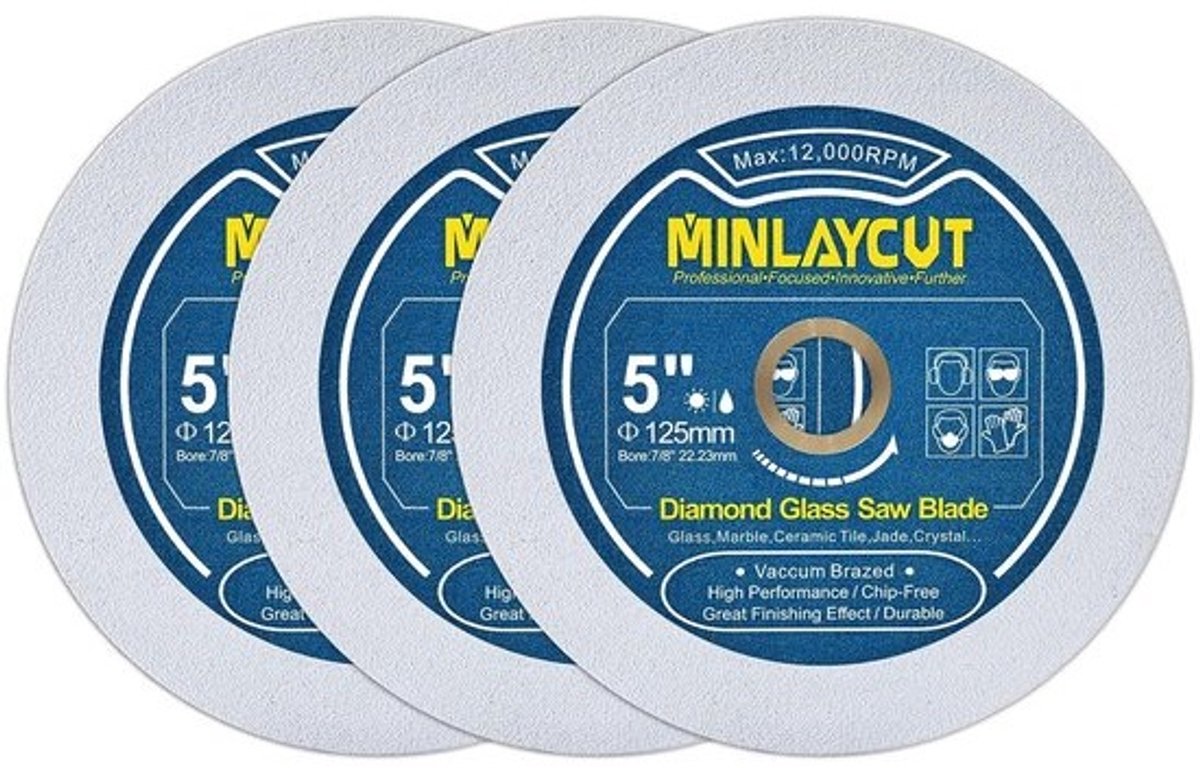 Diamant Glassnijschijf - Zaagbladen Set - Precisie Snijden - Superslijpend Materiaal - 125 mm Diameter