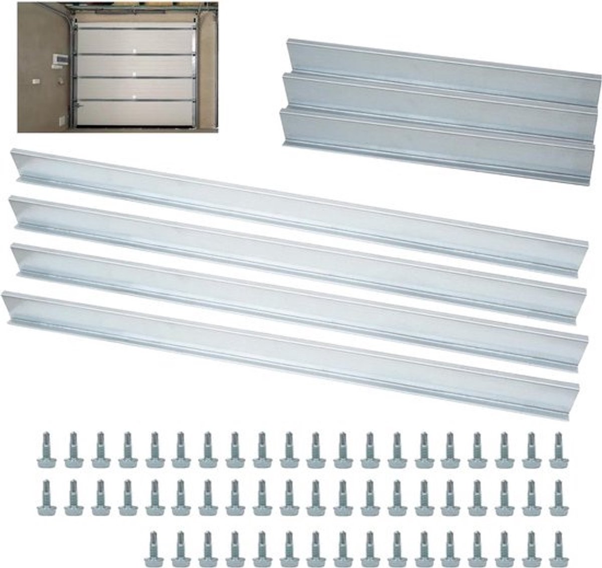 Garagedeur Versterkingsset - Deur Reparatiekit - Deur Stabiliseren - Voorkomt Buigen - 12192 cm - Zilver