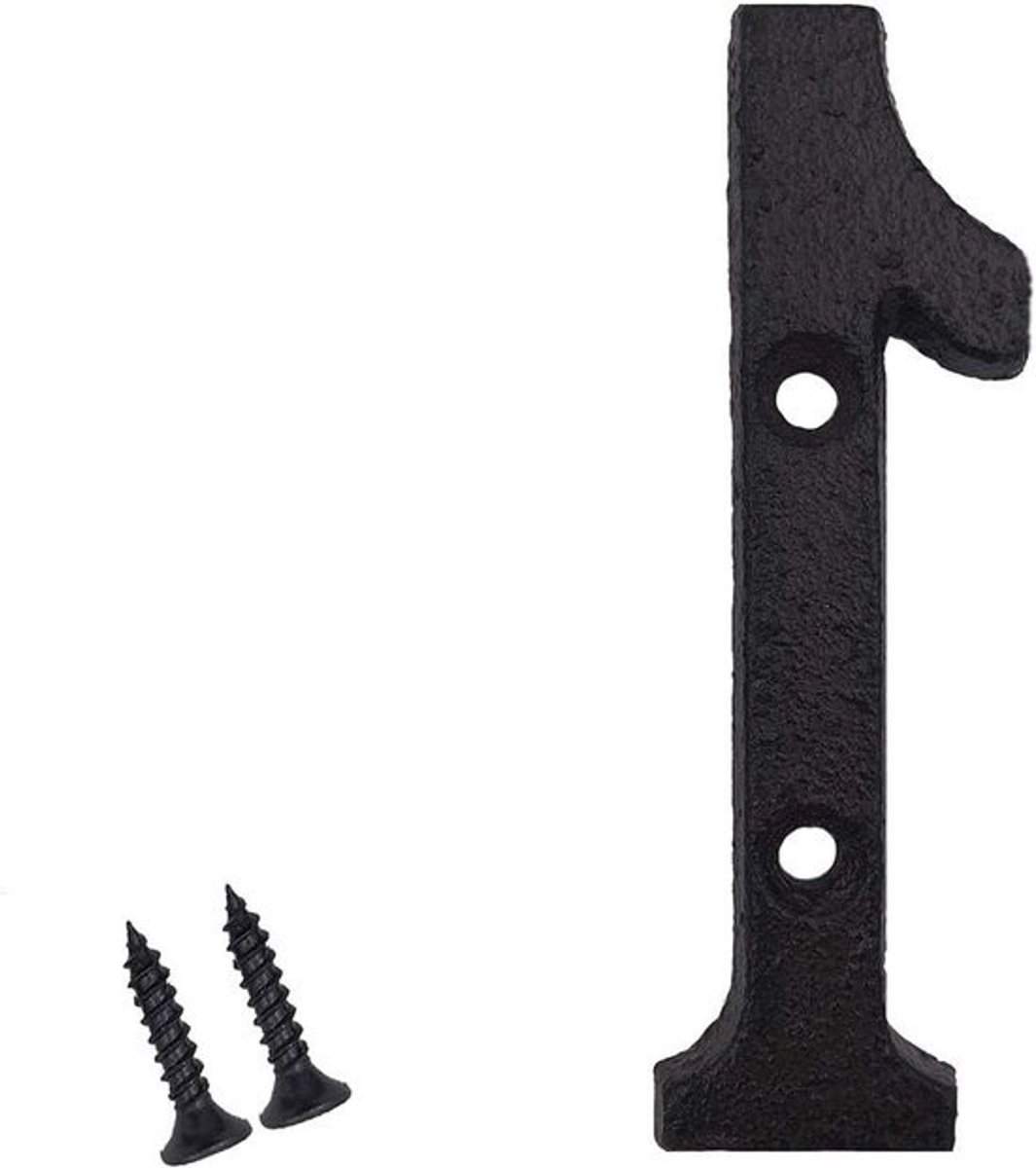 Huisnummer Gietijzer - Adresnummer Deur - Huis Markeren - Roestige Rustieke Afwerking - 3 inch Hoog - Zwart