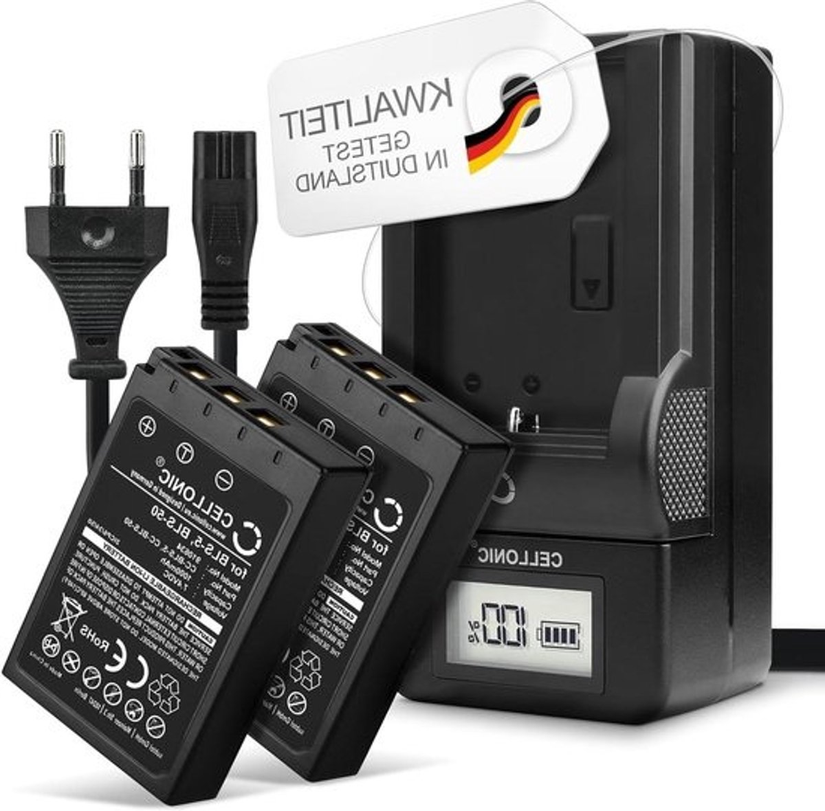 Camera Batterij Oplader - Accu Set - Fotograferen - Hoge Capaciteit - 1000mAh - Zwart