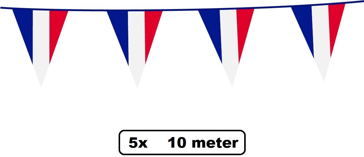 5 stuks Vlaggenlijn Frankrijk 10 meter - Landen EK WK Frans festival thema feest fun