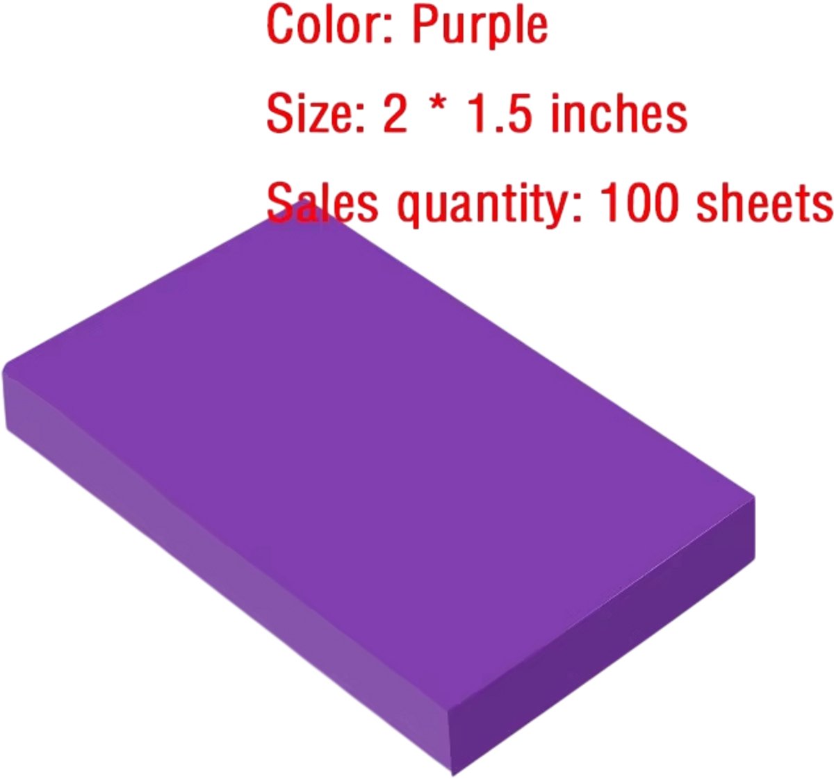 Sticky Notes 100 Vellen – Zelfklevende Memoblaadjes 3,8 x 5 cm, Memo Notitieblok, Plakbriefjes voor Kantoor, School en Planner - Paars
