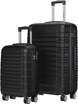 TRVLMORE Kofferset - 2 Delig - 38L Handbagage + 110L Ruimbagage - Lichtgewicht - Trolley - Reiskoffer Set - Zwart