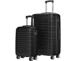 TRVLMORE Kofferset - 2 Delig - 38L Handbagage + 110L Ruimbagage - Lichtgewicht - Trolley - Reiskoffer Set - Zwart