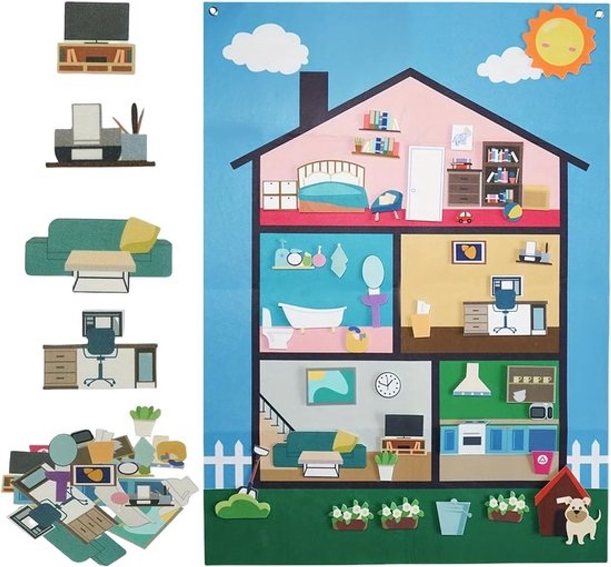 Vilt Verhalenbord - Educatief Bord - Creatief Spel - Zelfklevend - 104x75 cm - Meerkleurig