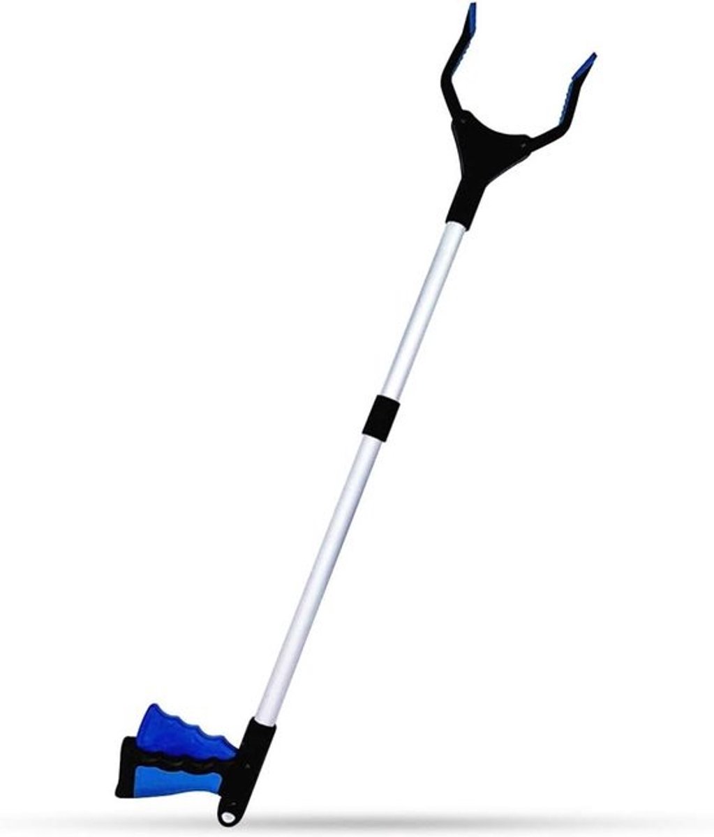 Grijper gereedschap - Opvouwbare hand - Afval opruimen - Draaibare rubberen grijper - 82 cm bereik - Blauw