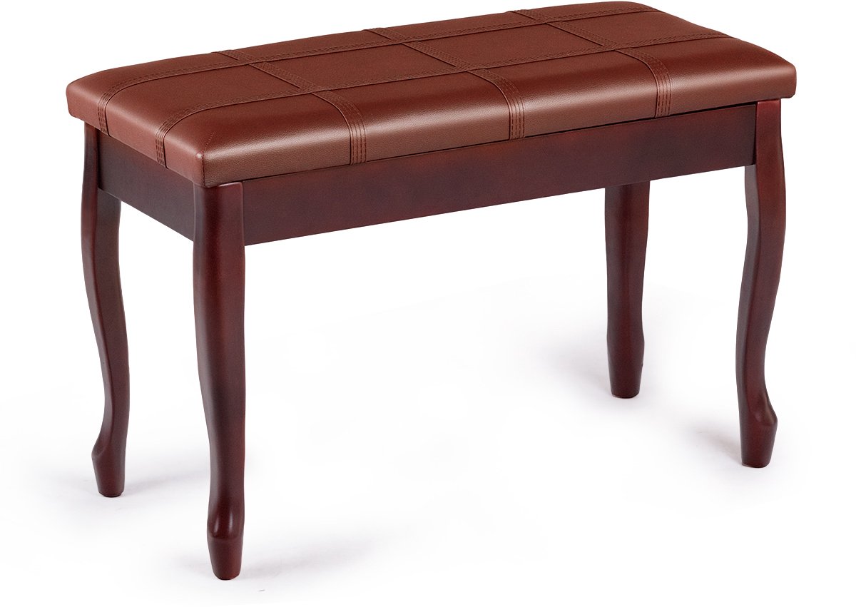 SureDeal® - Poef - Houten Dubbele Pianobank - 75x35x49 cm - Koffiebruin