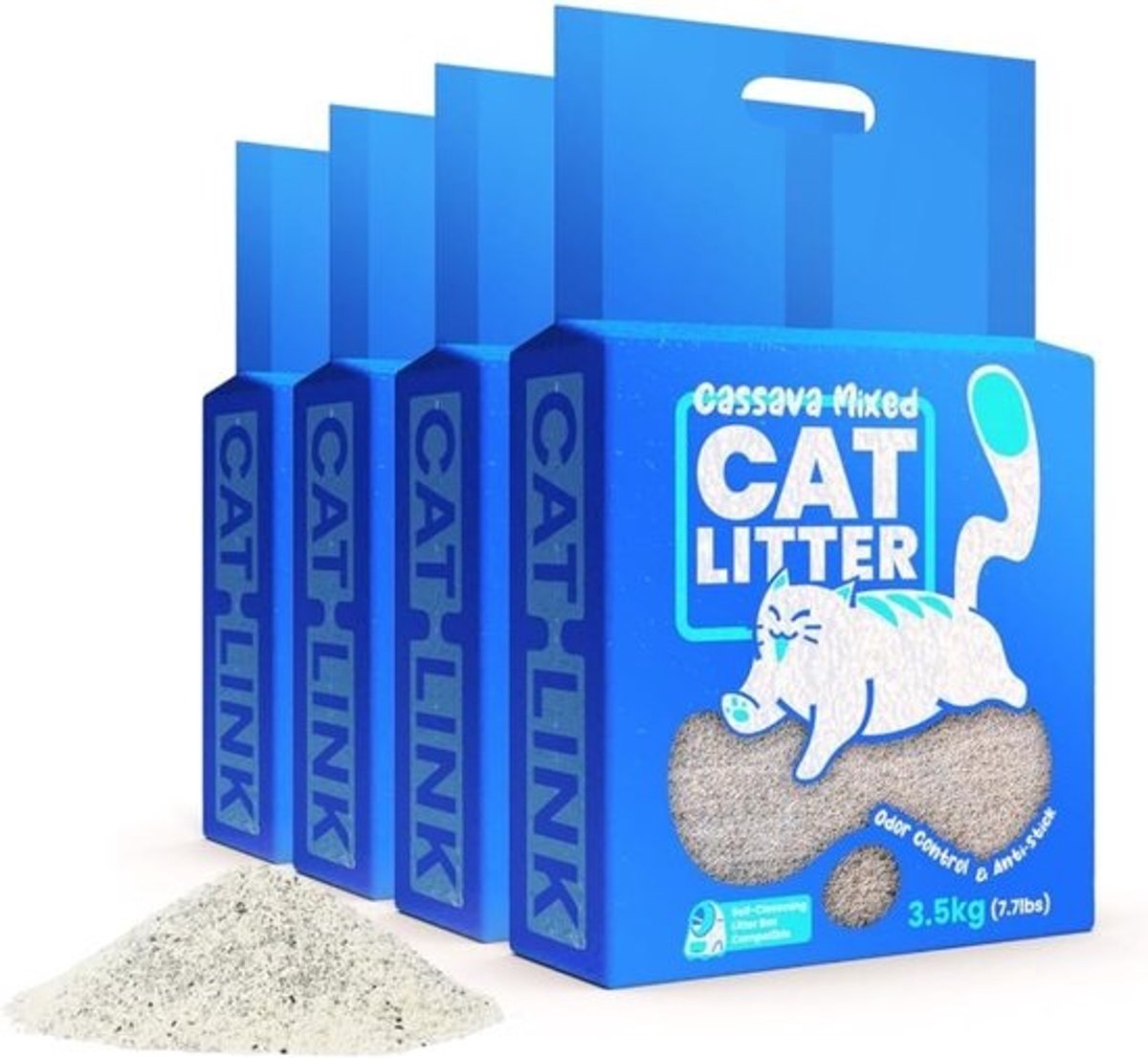 Kattenbakvulling Pakket - Minerale Vulling - Sterke Geurcontrole - Snel Klontvormend Stofarm - 4 Stuks - Grijs