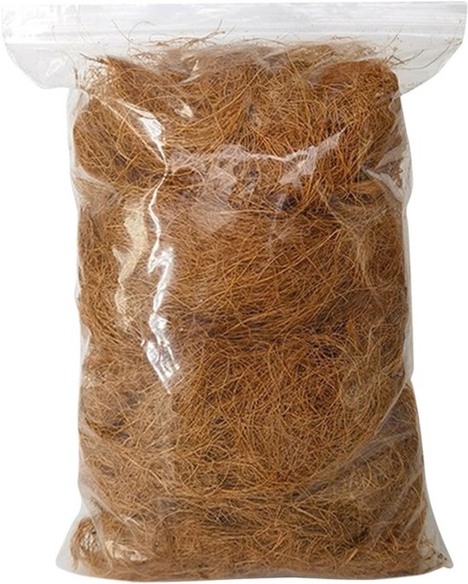 Kokosvezel Bodembedekking - Natuurlijk Nestmateriaal - Vogelkooi Inrichting - 100% Eetbaar Veilig - 250g of 500g - Natuurlijk Bruin