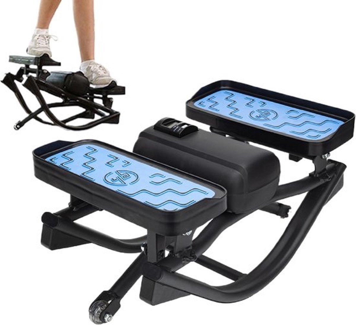 Fitness Toestel - Zijwaartse Stepper - Thuis Trainen - Geluidsarme Werking - Compact Ontwerp - Zwart