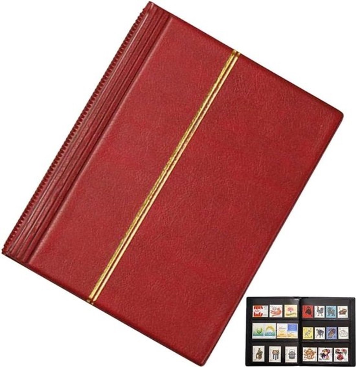 Postzegel Album - Collectie Opslag - Postzegels Organiseren - 20 Vellen Capaciteit - 18x14cm - Rood