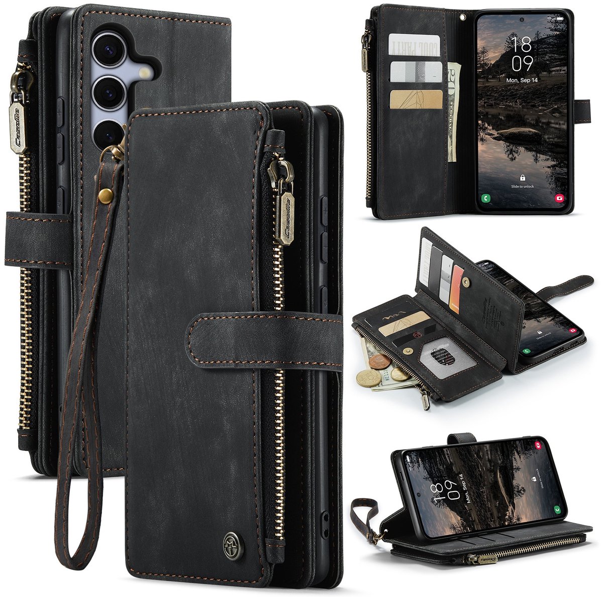 CaseMe Hoesje - Geschikt voor Samsung Galaxy S26 FE Hoesje - CaseMe C30 Book Case met Portemonnee - Zwart