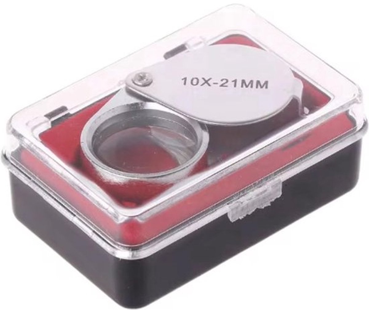 Diamantloep Vingerloep - Triplet Zakloep - Kleine Details Zien - Inklapbaar Glas Lens - 10x Vergroting - Zilver