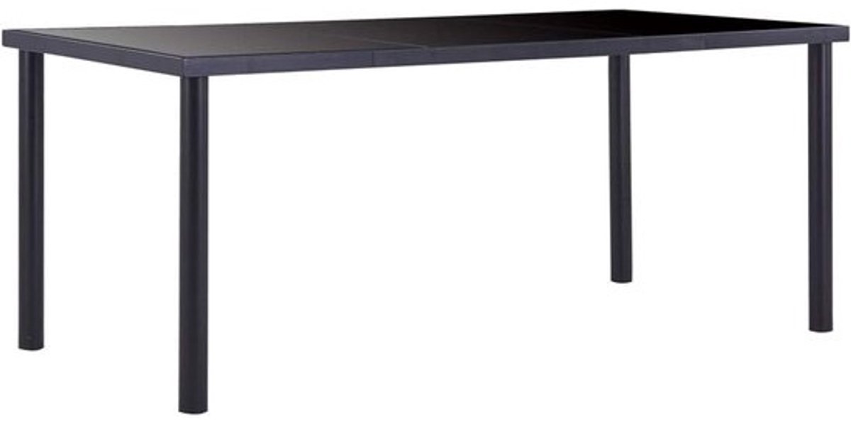 Eettafel Glas - Moderne Tafel - Gezellig Tafelen - Stabiel Metalen Frame - 180 x 90 cm - Zwart