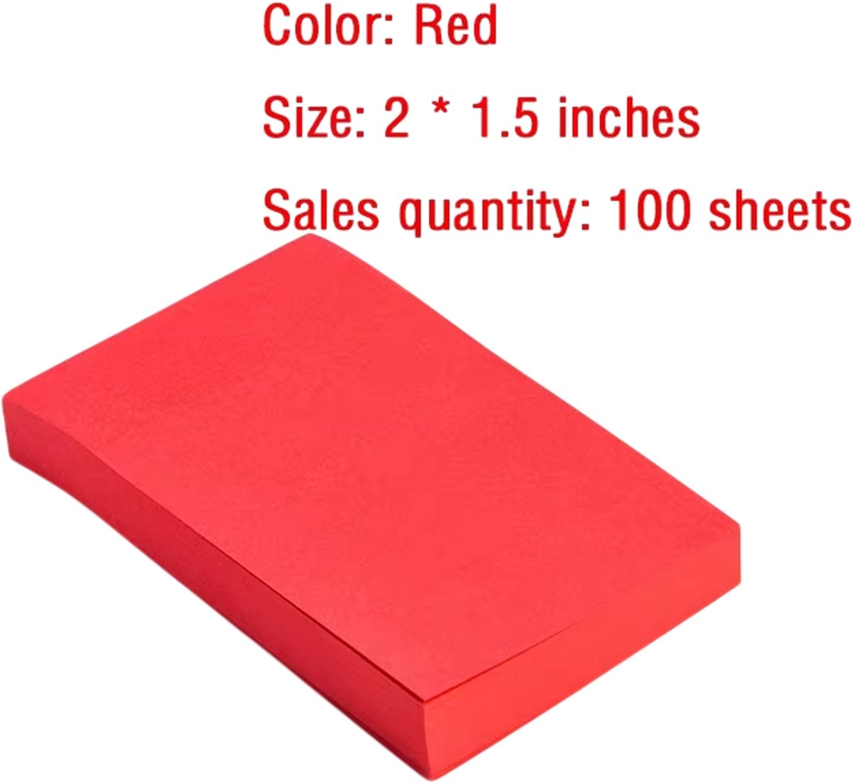 Sticky Notes 100 Vellen – Zelfklevende Memoblaadjes 3,8 x 5 cm, Memo Notitieblok, Plakbriefjes voor Kantoor, School en Planner - Rood