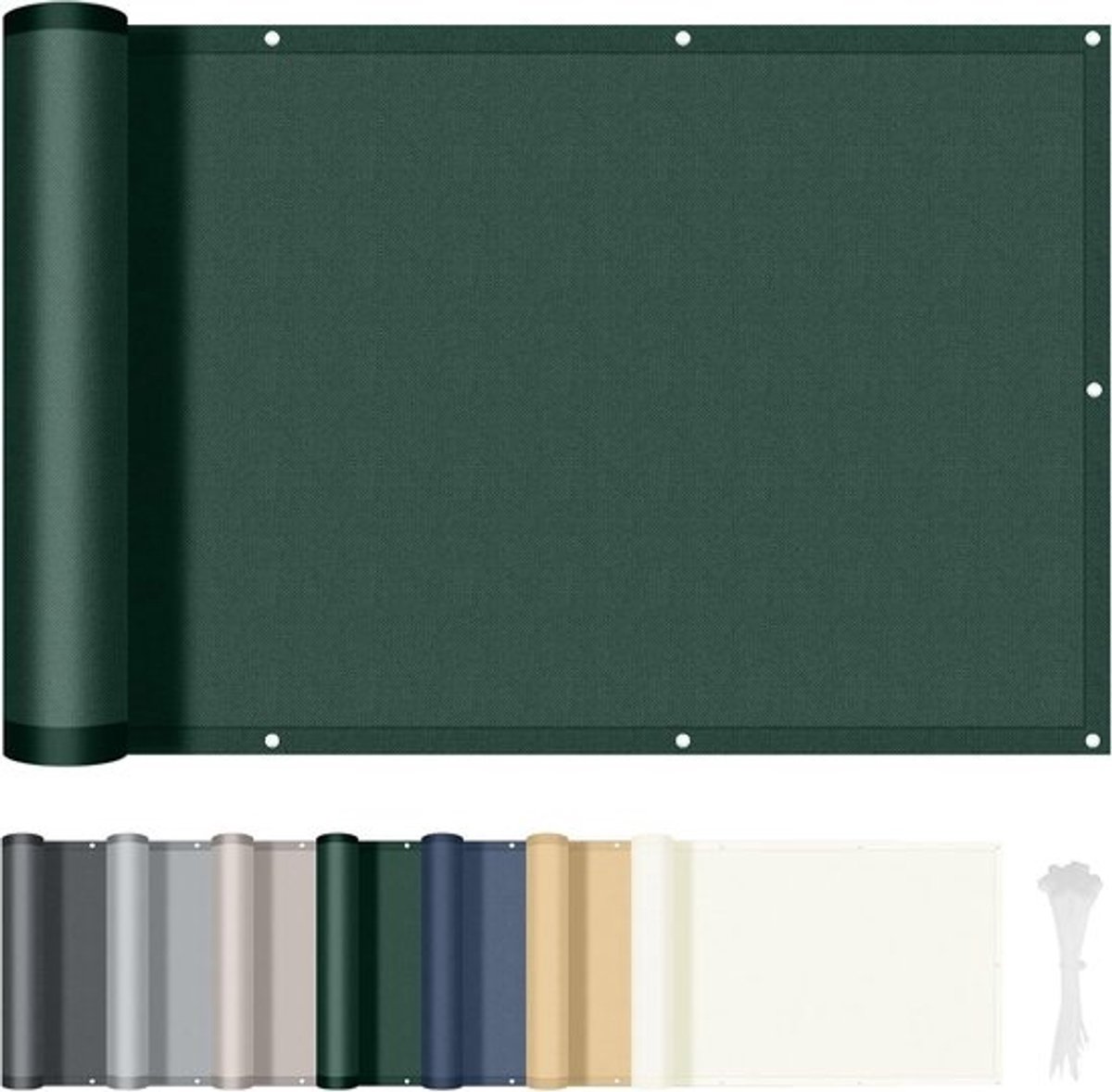Balkon Scherm - Windscherm Terras - Privacy Vergroten - Waterdicht UV-Werend - 80x600 cm - Donkergroen