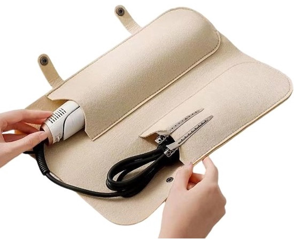 Krultanghoes Organizer - Reisetui Haaraccessoires - Kappersgereedschap Opbergen - Warmte-isolerend Vilt - 338 x 121 cm