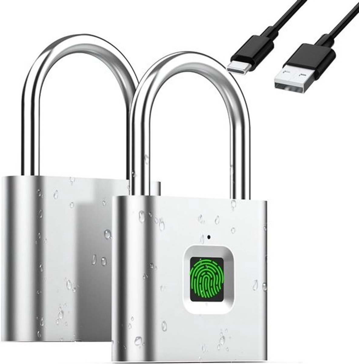 Slim Hangslot met Vingerafdrukscanner - Oplaadbaar en Waterdicht voor Binnen en Buiten
