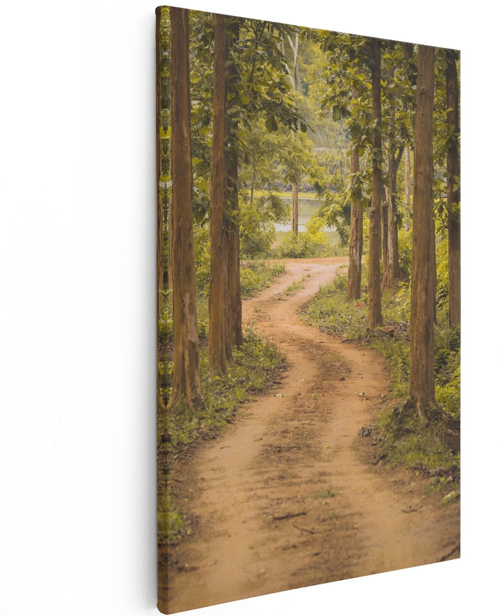 Artaza Canvas Schilderij Pad In Het Bos Met Bomen - 120x180 cm - Groot - Wanddecoratie Woonkamer - Schilderijen - Muurdecoratie