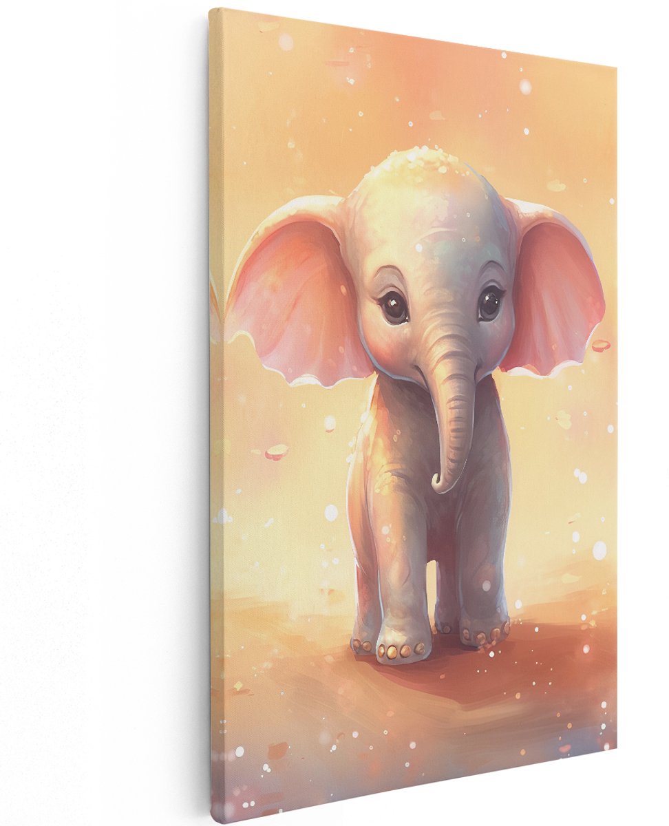 Artaza Canvas Schilderij Baby Olifant - 120x180 cm - Groot - Foto Op Canvas - Wanddecoratie Woonkamer