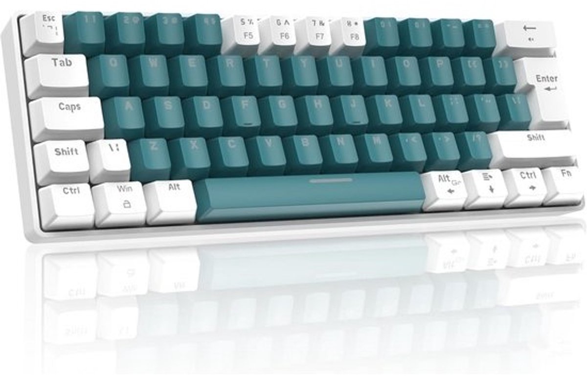 60% Mechanisch Gaming Toetsenbord UK Layout, Compact Bedraad Toetsenbord met 62 Toetsen