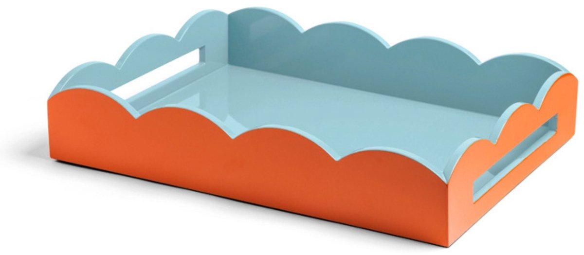 Addison Ross - Dienblad Ottomane Orange & Chambray 43x33cm - Serveerplateaus