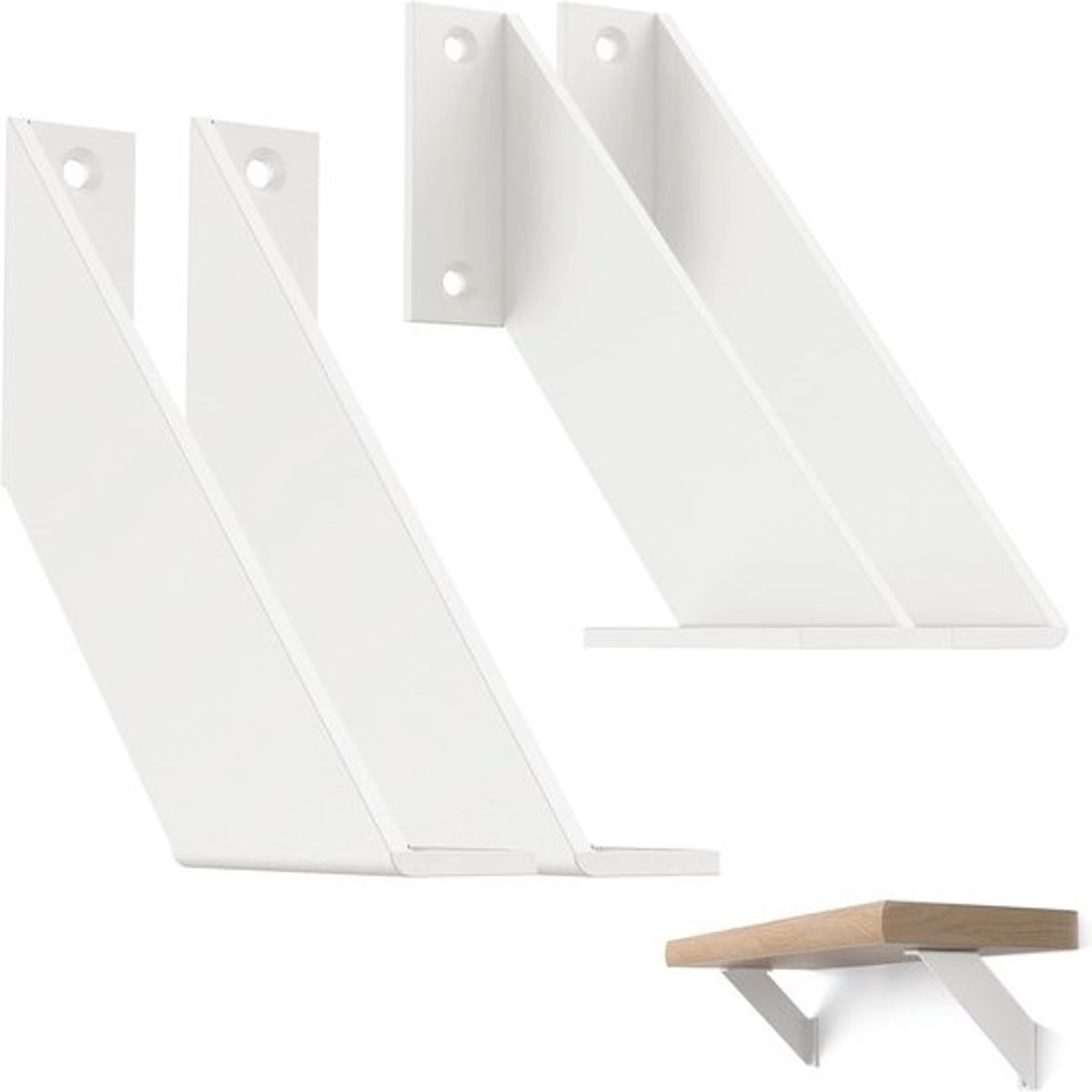 Witte Wandplankhouders - Set van 4 - Metalen Plankdragers voor Sterke Belasting - 20 cm