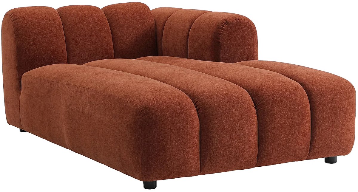 Vente-unique Chaise longue rechts in gestructureerde terracotta stof JUTINI