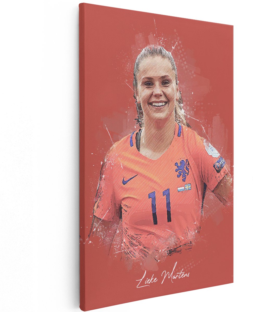 Artaza Canvas Schilderij Voetbalspeelster Lieke Martens bij Oranje - 120x180 cm - Groot - Muurdecoratie - Canvas Print