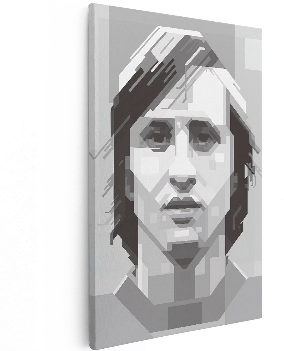 Artaza Canvas Schilderij Johan Cruijff in het Zwart Wit - 120x180 cm - Groot - Muurdecoratie - Canvas Print