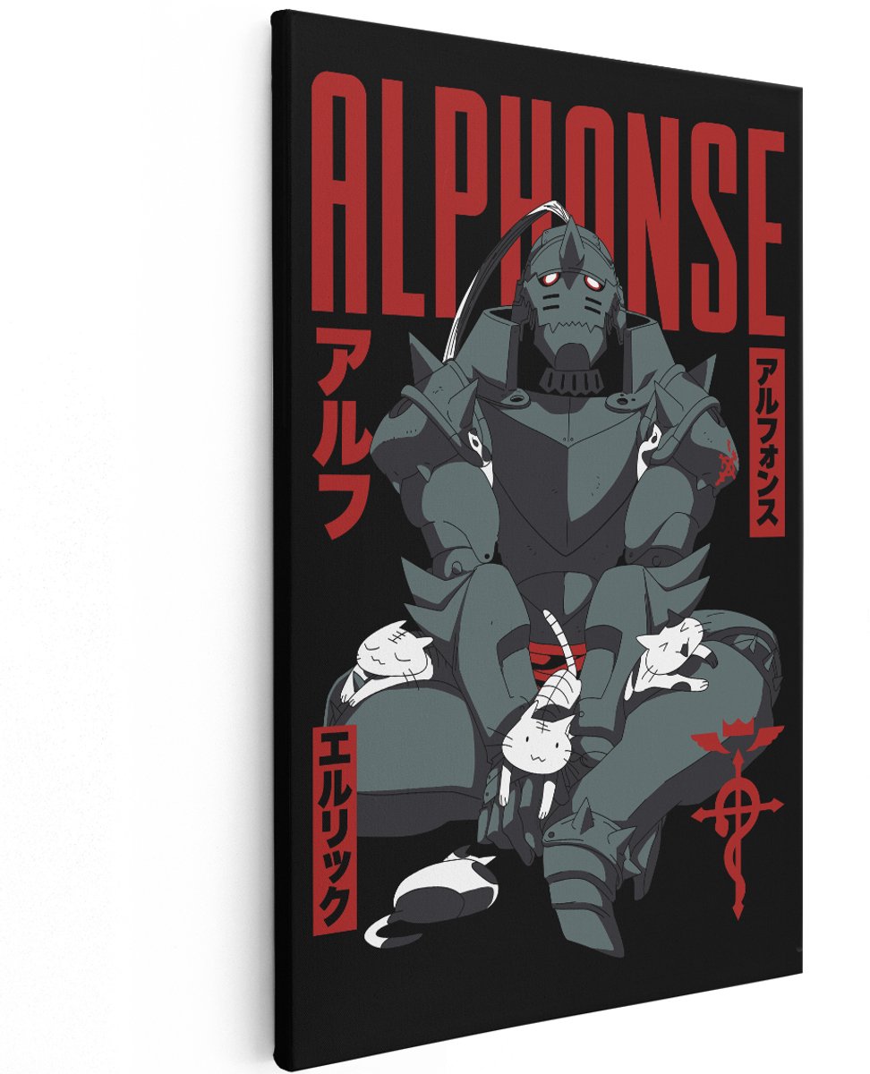 Artaza Canvas Schilderij Alphonse Elric - 120x180 cm - Groot - Anime Wanddecoratie Fullmetal Alchemist - Muurdecoratie Jongens Slaapkamer - Decoratie Katten