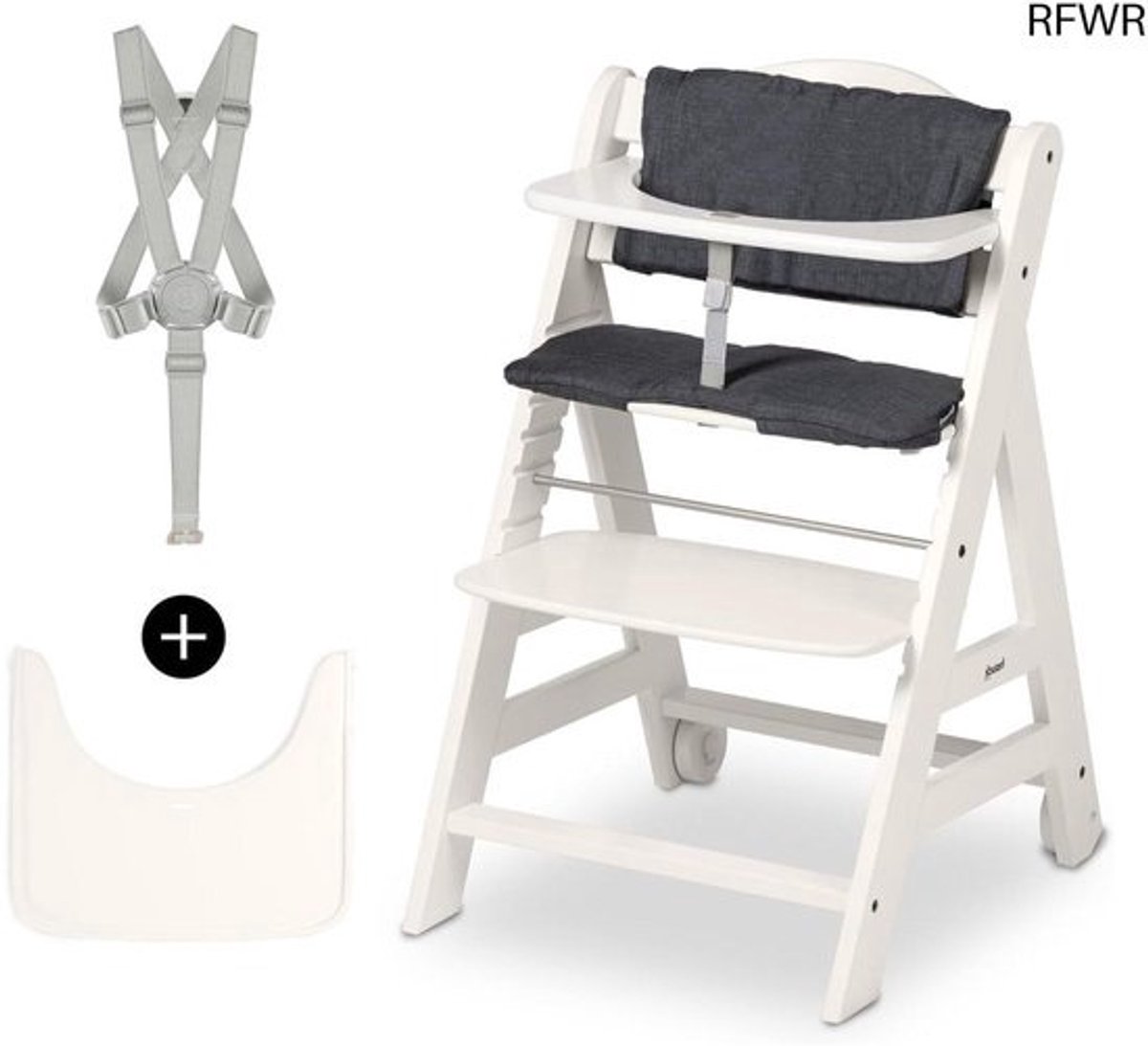 RFWR® Meegroeiende Kinderstoel set voor Kinderen - van 6 maanden tot 90 kg - met Eetplank, Veiligheidsriem en Wielen