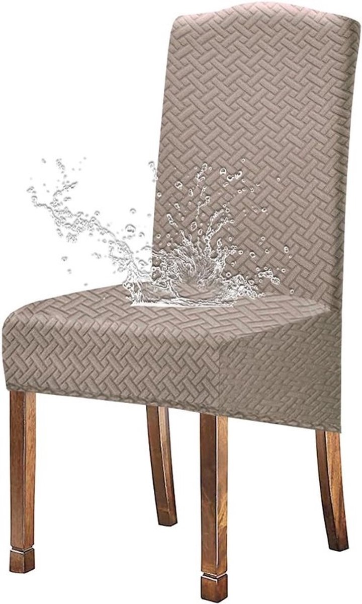 Hoge Rug Waterdichte Stoelhoezen voor Eetkamerstoelen - Stretch en Wasbaar - Set van 2 (Zand)