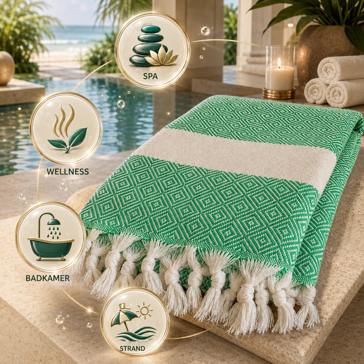 100% Natuurlijke Katoenen Elmas Peshtemal Badhanddoek Turkse Handdoek Hammam Strandlaken