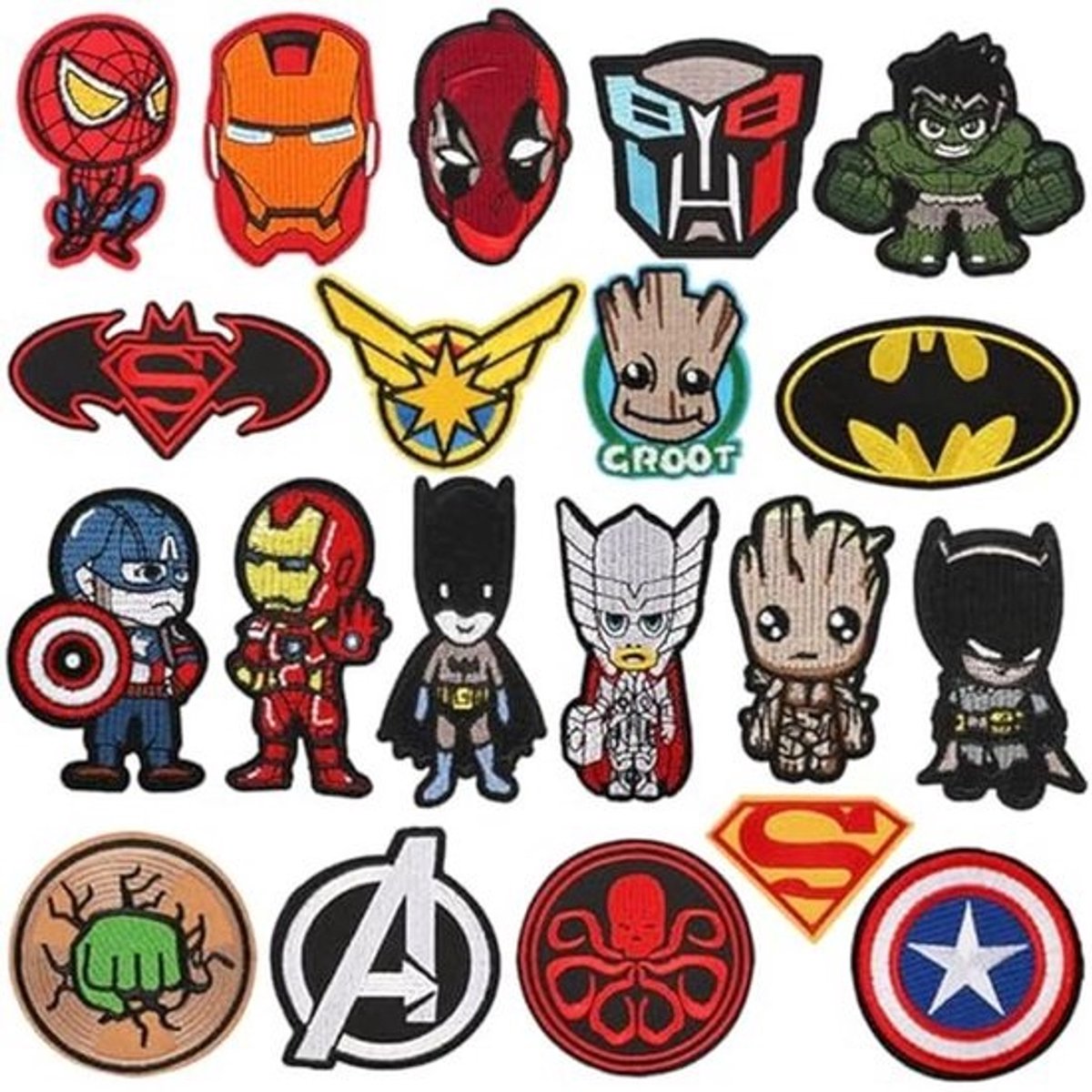 Pack of 20 Kinder Strijkpatches voor Kleding, Assortiment Strijk- en Naai-Patches