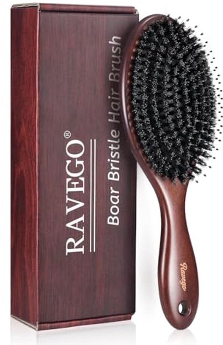 Professionele Haarborstel met Wildzwijnharen en Nylon Stiften voor Dames, Heren en Kinderen - Ontwarren en Stylen van Alle Haartypes