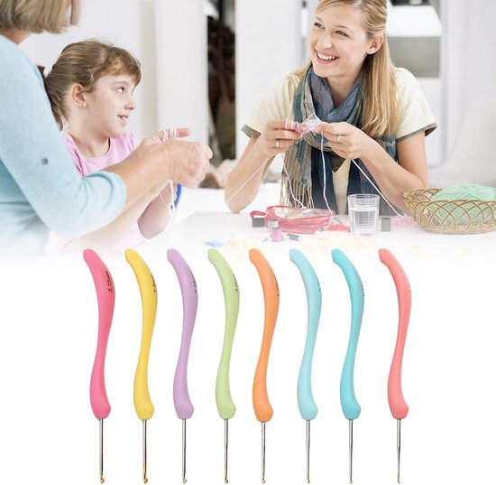 Ergonomische haaknaaldenset met comfortabele handgrepen voor beginners, ideaal voor haken, breien en creatief garenwerk — afbeelding 4