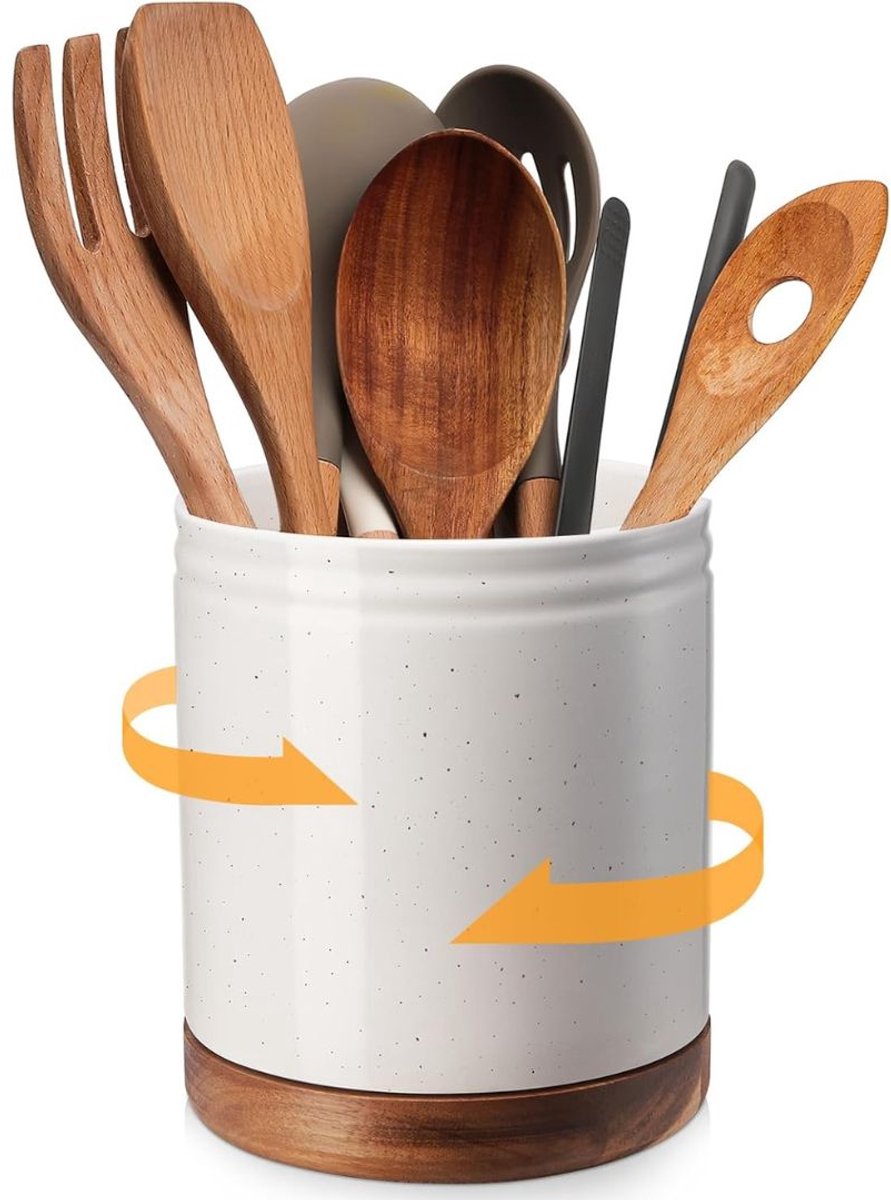 Zolvano® Keukengerei Houder - Spatelpot - Lepelpot - Keukengerei- Wit