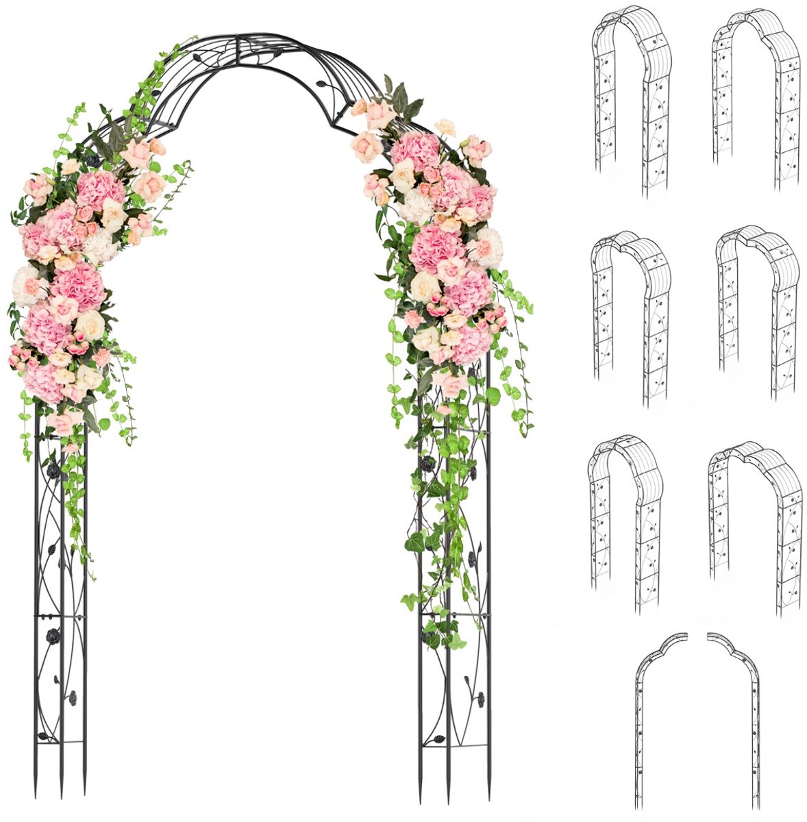 SureDeal® - Tuindecoratie - Metalen Tuinboog - Klimplanten Tuintraliewerk Halve - Buiten Decoratieve Boog - 150x40x251 cm - Donkerbruin