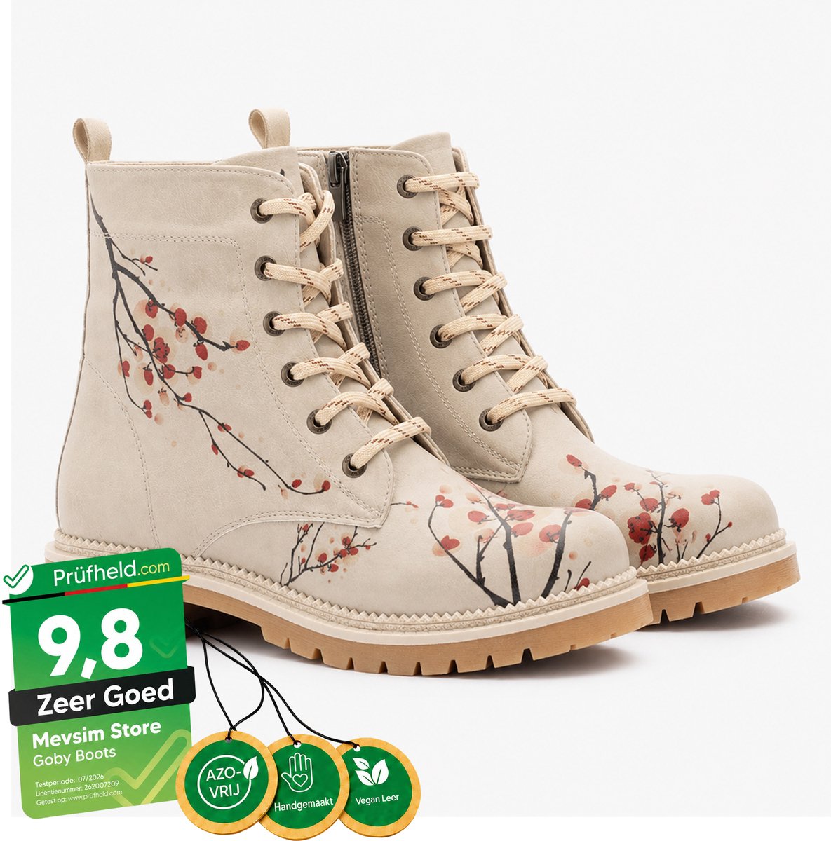 GOBY - Sanko Ankle Boots - Dameslaarzen - Handmade - Bloemenprint - Maat 37