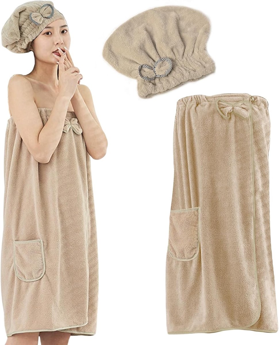 Dames Sauna Badjas, Ideaal voor Sauna's en Spas, Licht Camel, Perfect voor Warmte in Herfst en Winter, Comfortabele Badkleding en Douchetowel