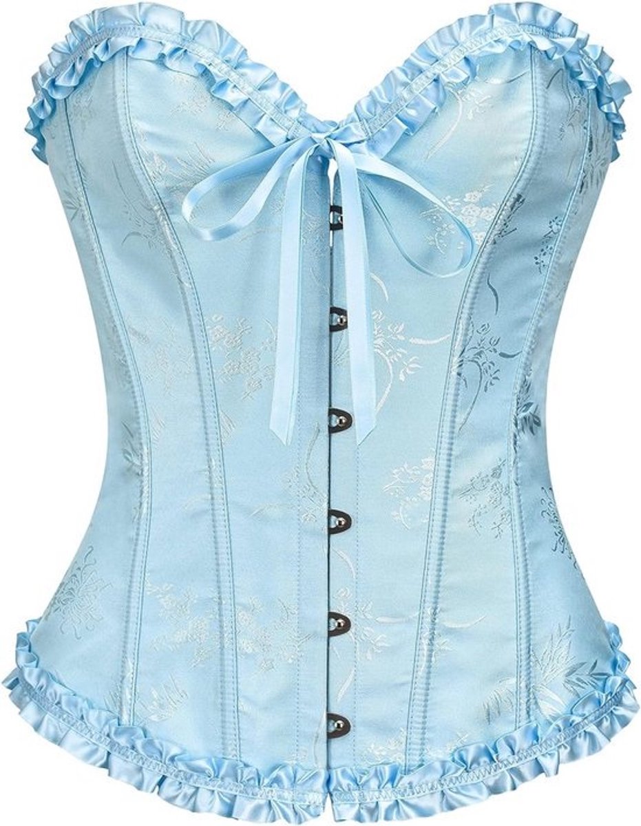 Gothic Korset met Beha Zwart/Rood - Vintage Bustier met Veters en Gespen