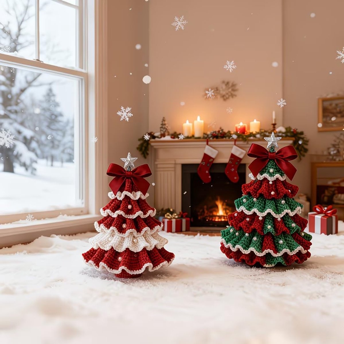 2-delige DIY Haakset Kerstboom - Mini Kerstboom Haakpakket voor Volwassenen - Handgemaakte Kersthanger met Geschreven Handleiding en Benodigdheden