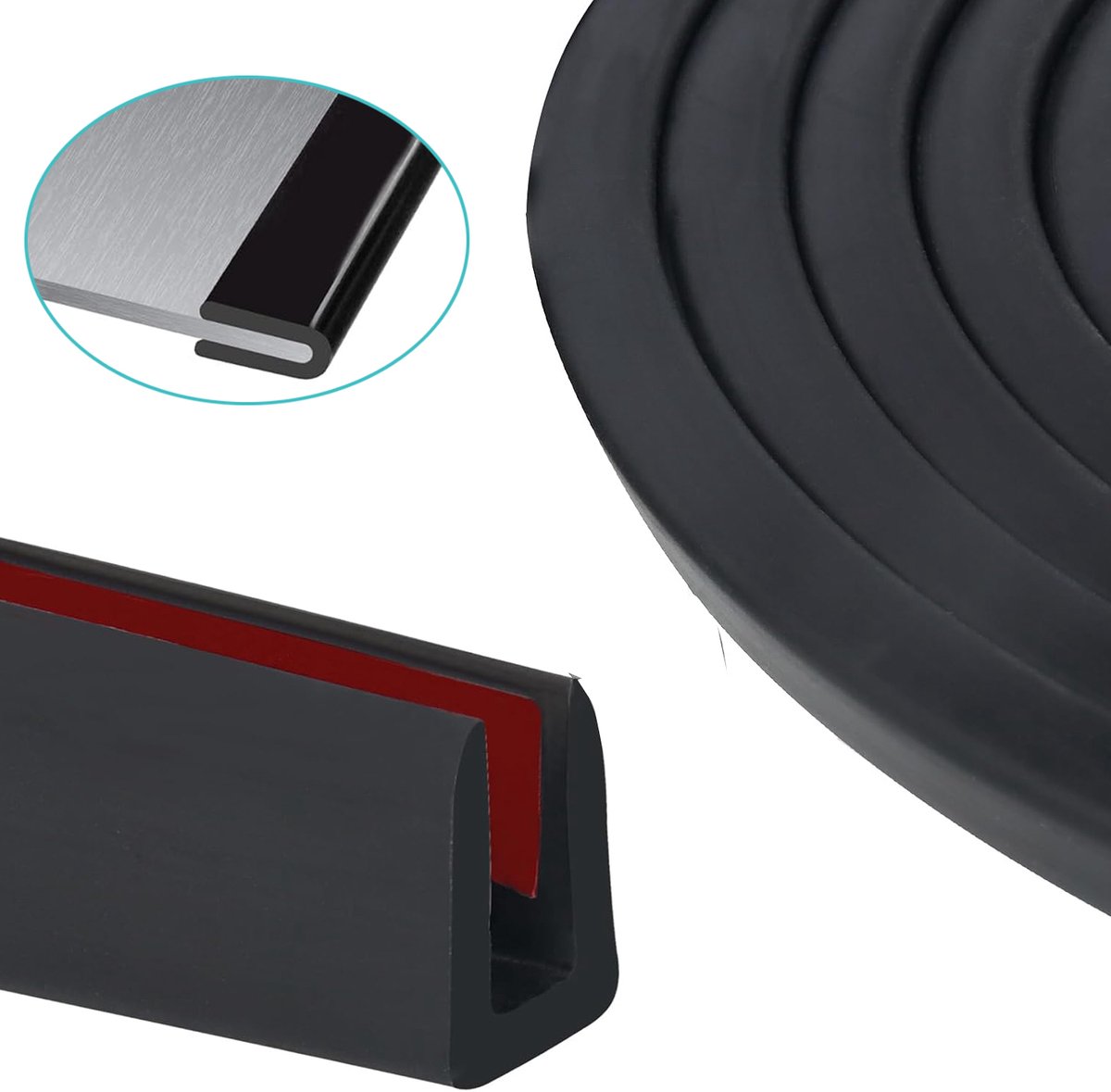 3M Rubberen Randstrip - Zelfklevende U-Vormige Randafwerking - Flexibele Rubberen Rand - Geschikt Voor Metaalplaat En Glas